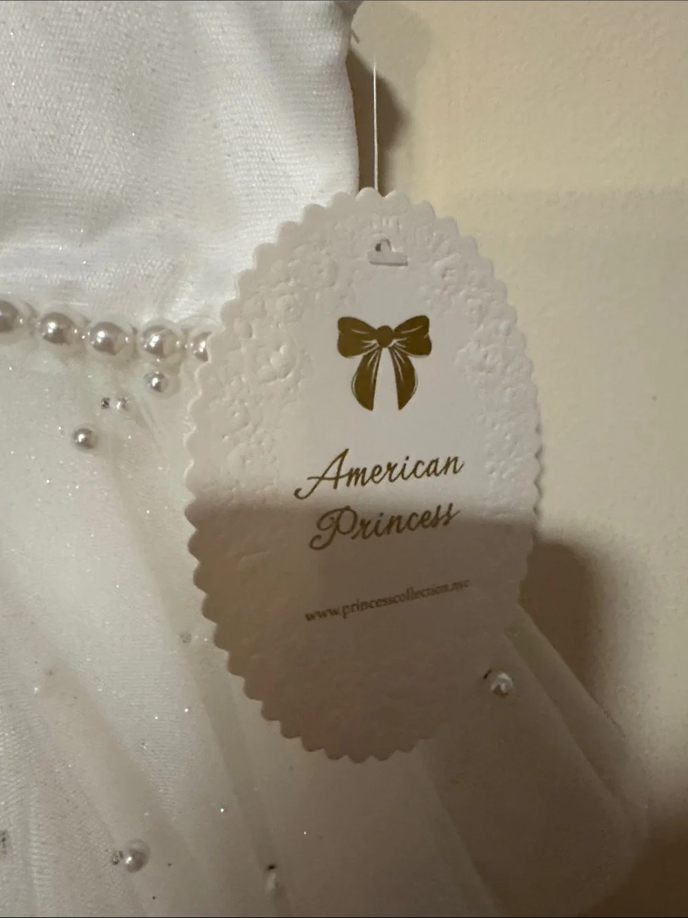 American Princess White Pearl Tulle Party Dress